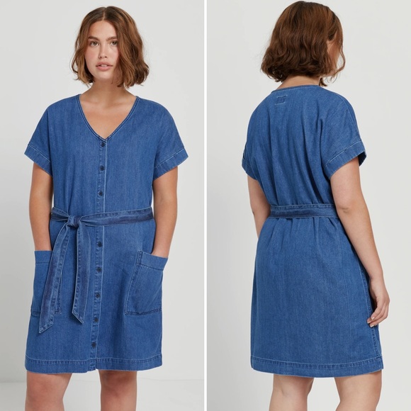 Cotton Belted Denim Dress 